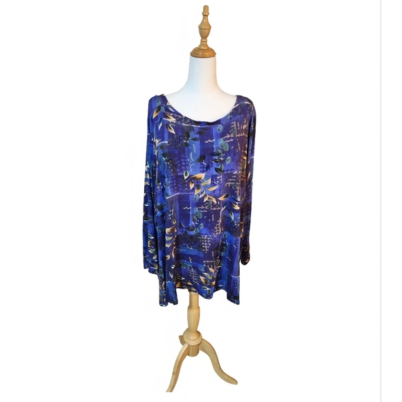 Blue Sky Tops - 🇨🇦Blue Sky, Bamboo, Blue/Purple Floral Women's Top